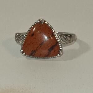 D'Joy Mahogany Obsidian Gemstone 925 Sterling Silver Ring Size 10